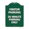 Signmission Visitor Parking 30 Minute Parking Only, Green & White Aluminum Sign, 18" x 24", GW-1824-22732 A-DES-GW-1824-22732 - alternate 1
